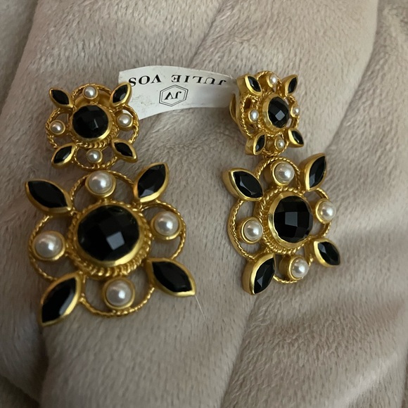 Julie Vos Jewelry - Julie Vos Gold and Black Floral Earrings